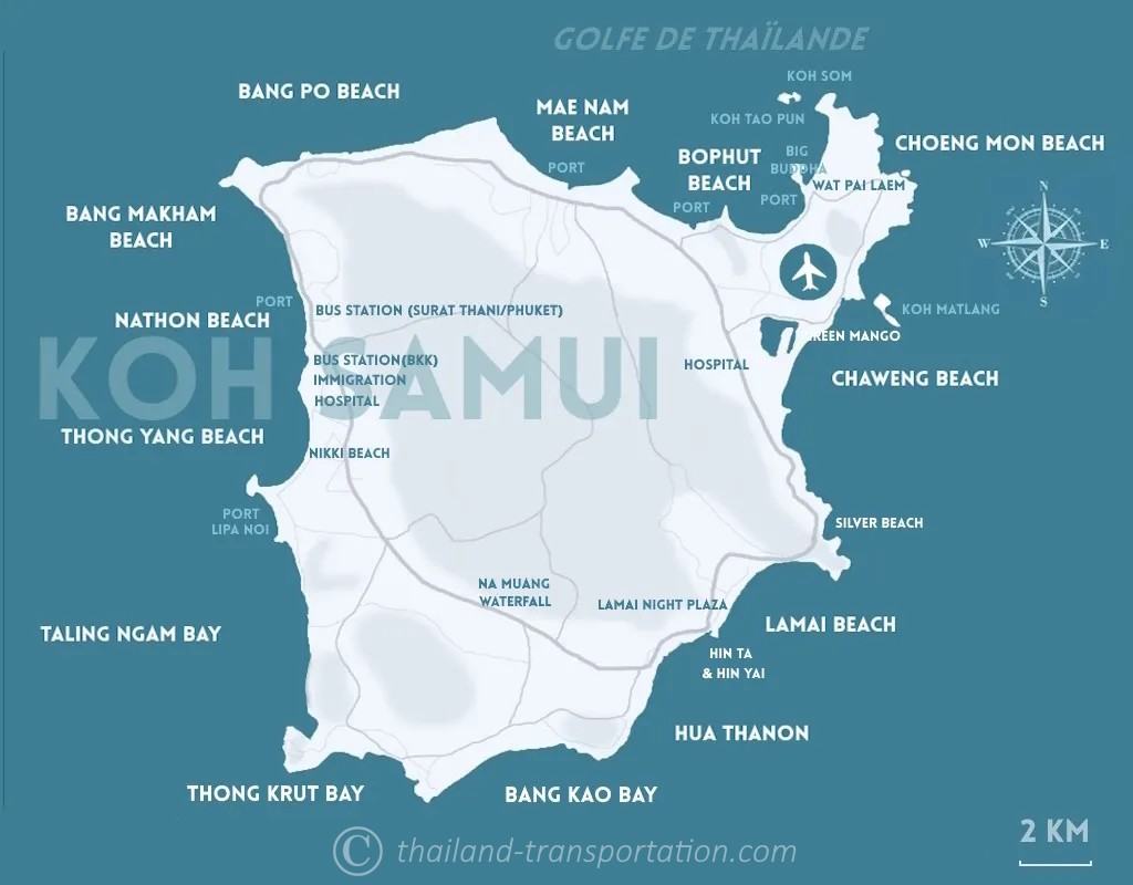 carte de koh samui en thailande