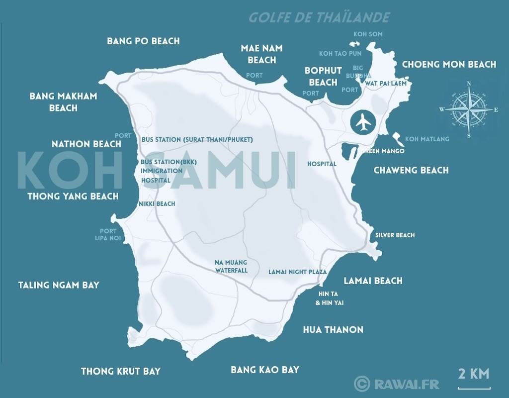 CARTE DE KOH SAMUI GOLFE DE THAILANDE