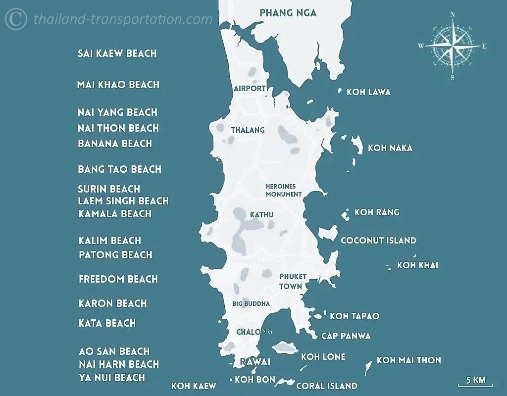 carte de phuket en thailande