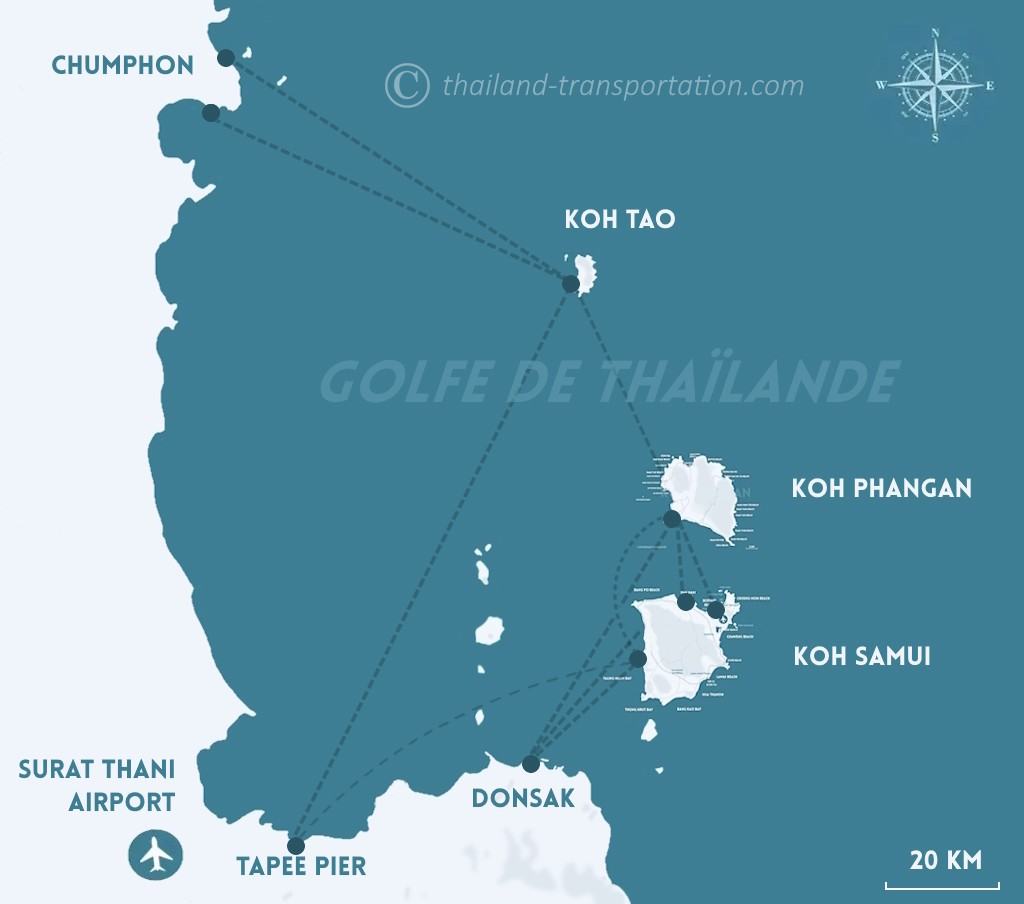 carte du sud du golfe de thailande
