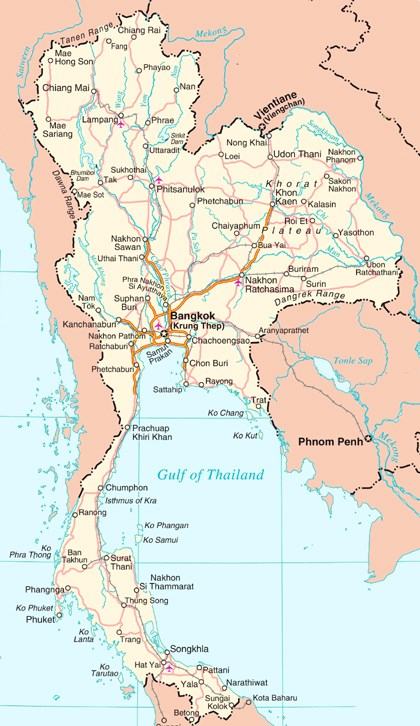 carte routière de Thaïlande